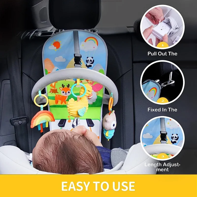 Asiento de coche infantil de juguete, Centro de Actividades, asiento trasero, juguete de viaje, juegos de patada para bebés, sonajeros colgantes, juguetes sensoriales para bebés