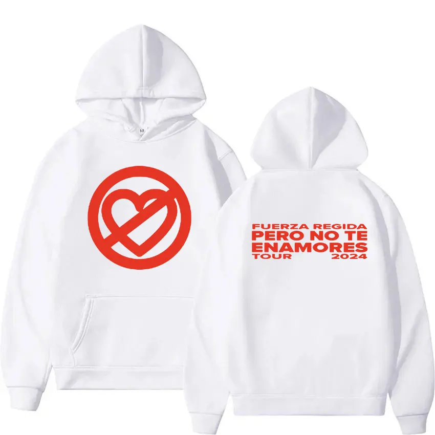 Fuerza Regida Pero No Te Enamores Tour 2024 Print Hoodie Men Women Retro Harajuku Fashion Oversized Sweatshirt Hip Hop Clothing