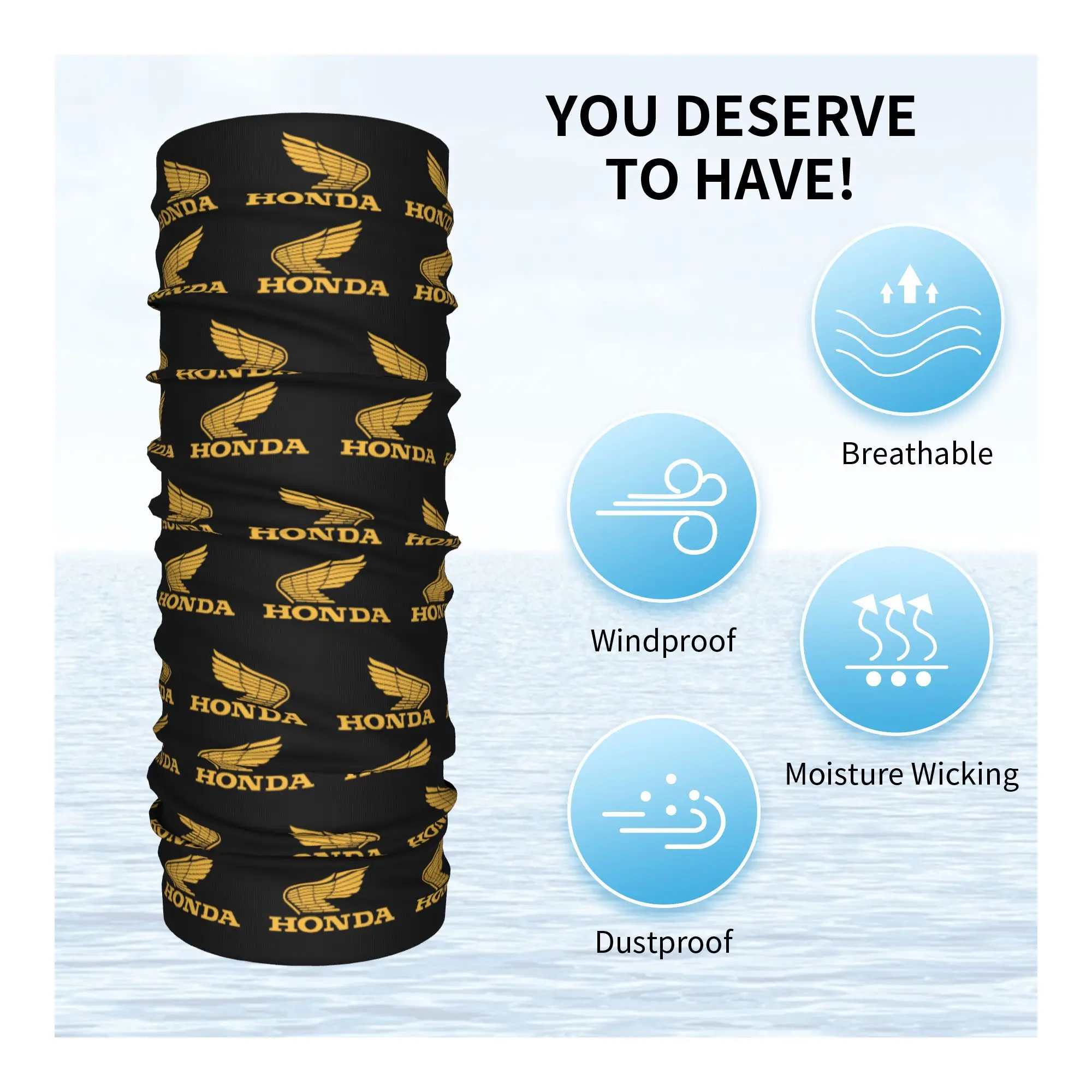 Custom Motorcycle Racing H-Hondaes  Logo Bandana Winter Neck Warmer Women Windproof Wrap Face Scarf for Ski  Gaiter Headband