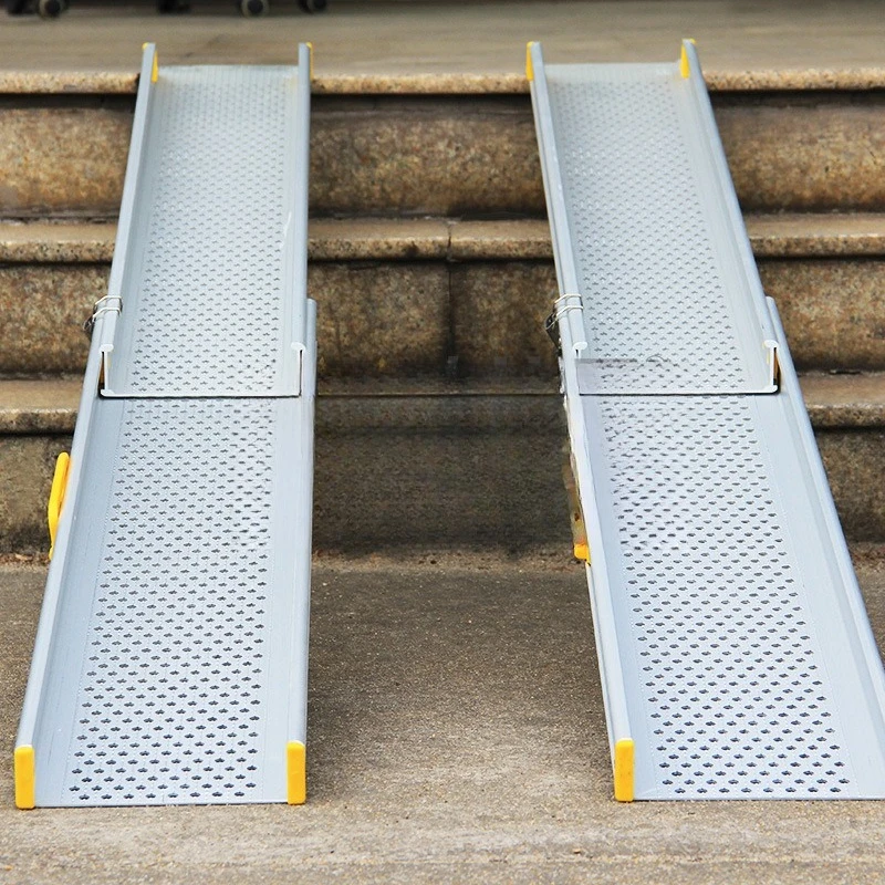 

Barrier-free aluminum alloy mobile telescopic wheelchair ramp