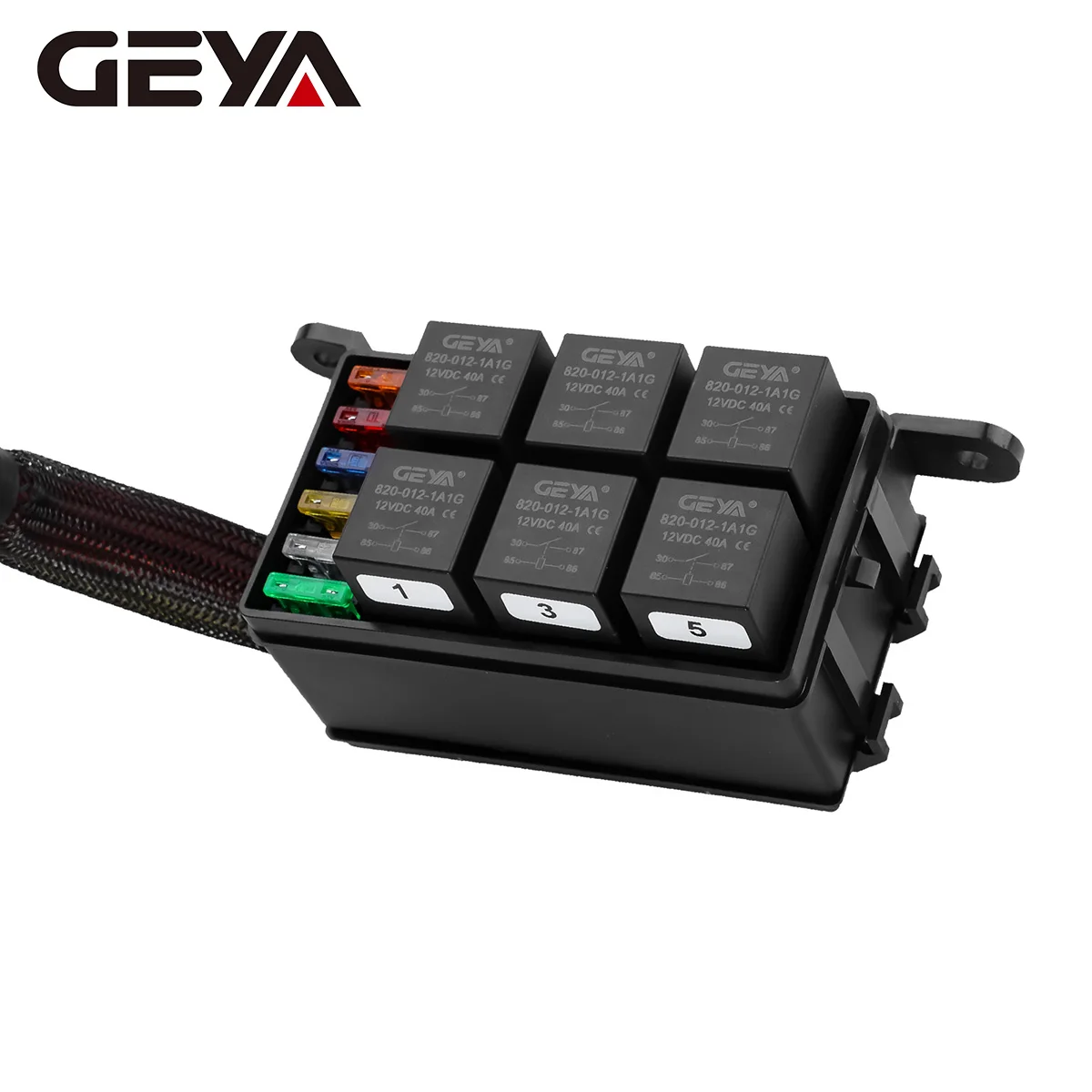 Waterproof 12V Relay Fuse Box Fuse and 6 Way Relay Block with Box Assembly Pre-Wired Harness for Marine Boat Offroad Jeep Car