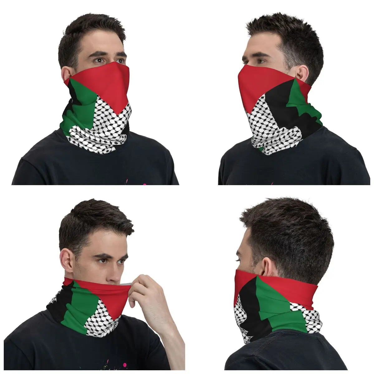 Palestina Flag Bandana Neck ghetta stampato palestinese Hatta Kufiya Keffiyeh sciarpa magica sciarpa multifunzionale Unisex adulto