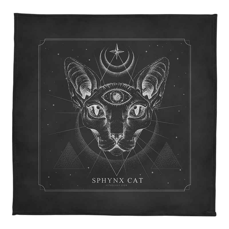 Sphynx Cat Tarot Tablecloth Velvet Altar Cloth Witchcraft Astrology Sun Moon Constellation Spiritual Divination Oracle Card Pads