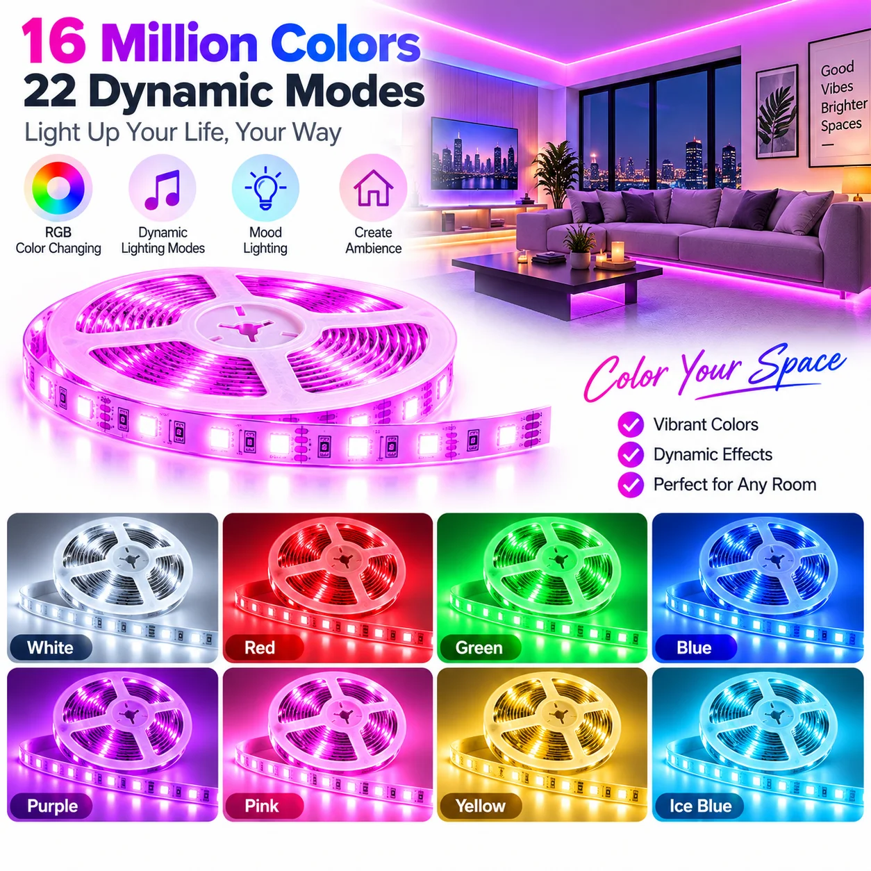 24V RGB LED Strip Lights Bluetooth App & Remote Control 5M-40M Flexible Ribbon Tape Room Decor Ambient Lighting EU US Plug