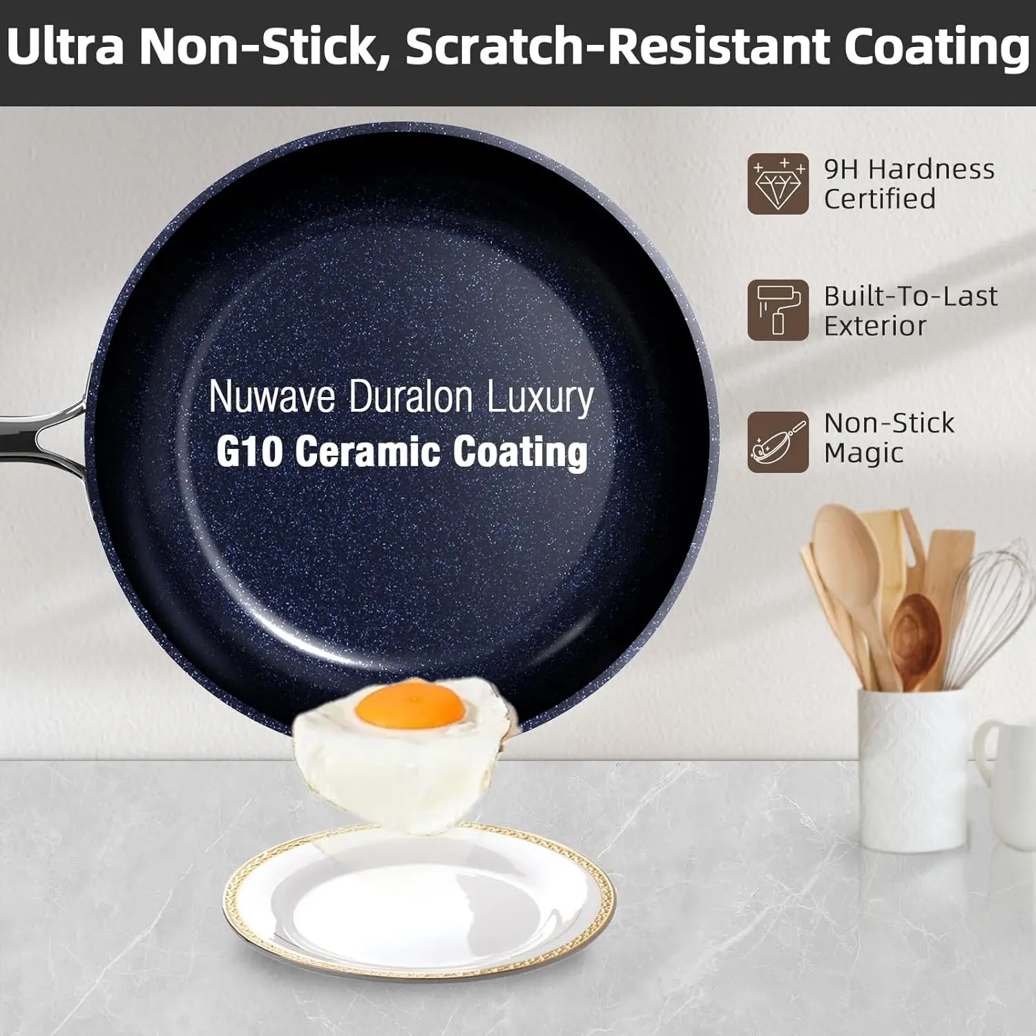 Lux 13Pc Forged Lightweight Cookware Set Pfas Free, Healthy G10 Duralon Ceramic Coating, Ultra Non-Stick, Stay-Cool