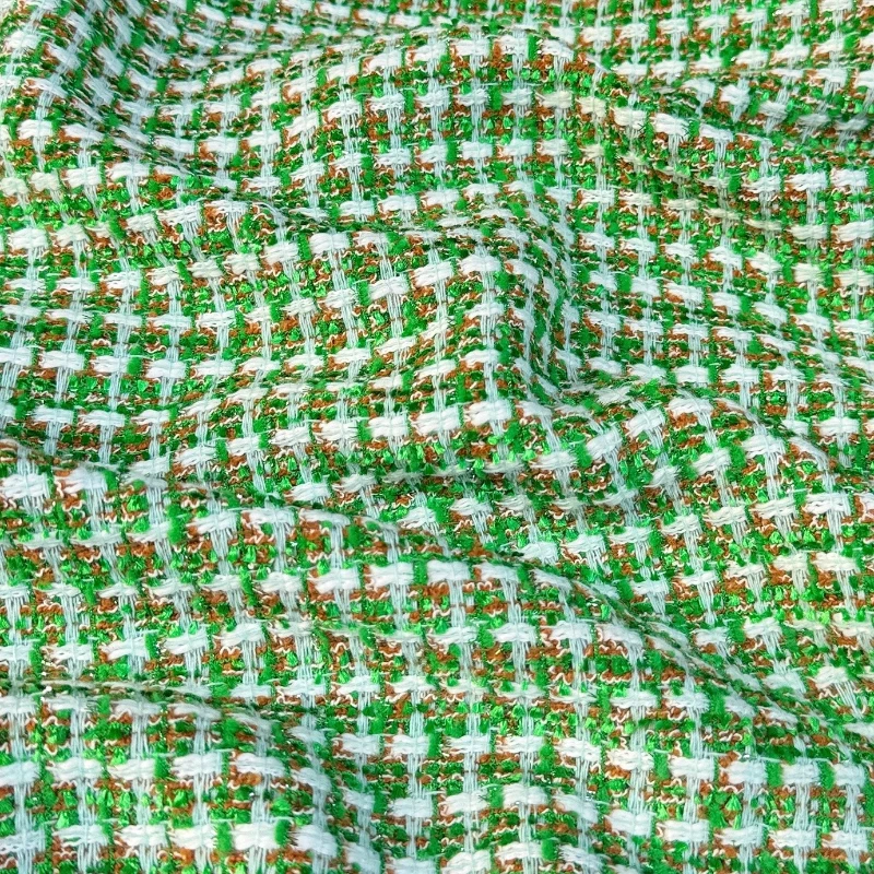 

Твидовая ткань, свежая зеленая металлическая нить, тканый букле, осенне-зимние пальто, юбки, одежда, материал для шитья своими руками, женское платье, ткань