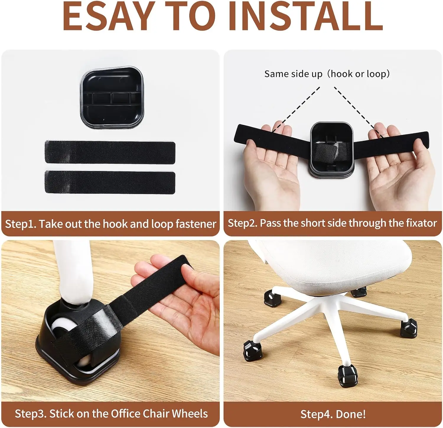 5PCS Office Chair Wheel Cup with Felt Bottom Pad Furniture Stopper for Hardwood Floors Suitable for Tables Rolling Sofas