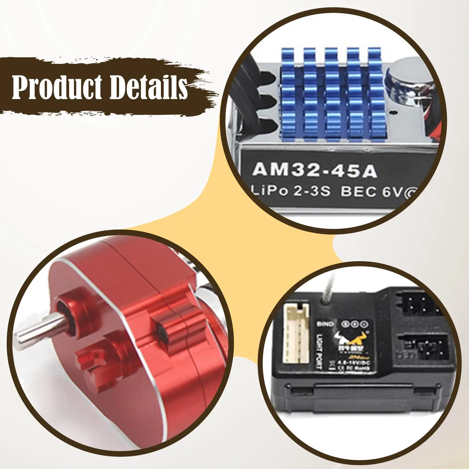 علبة تروس محرك بدون فرشاة ESC مجموعة استبدال وحدة تحكم في السرعة الكهربائية سهلة التركيب محرك 23222600kv لـ MN78 MN82 MN168 #5