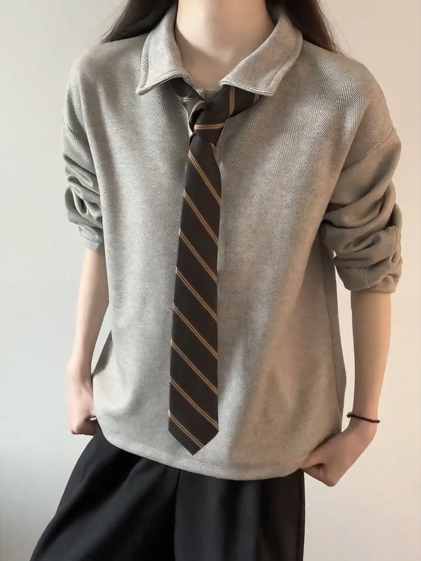 

Мужская толстовка в стиле ретро с отложным воротником, весенняя, в клетку, плотная, стильная, повседневная, свободного кроя, с длинными рукавами