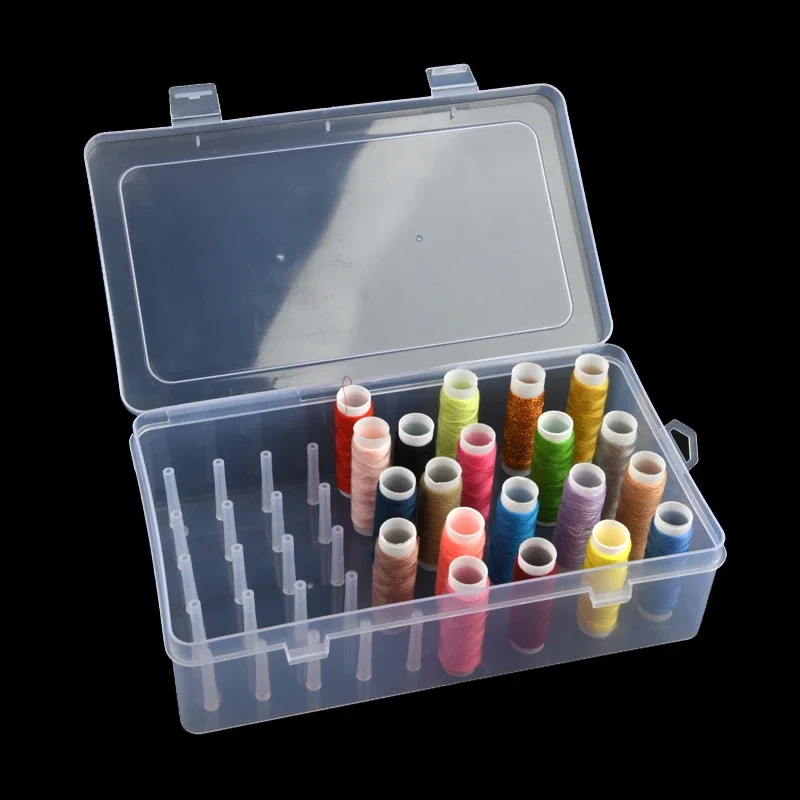 Sewing Thread Storage Box - Bobbin Carrying Case - Craft Organizing Container - 42 Pieces Spools - Sewing Storage