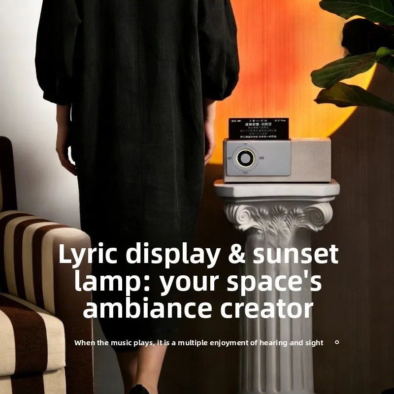 Bedside Bluetooth Speaker With Sunset Projection Light, Ambient Lamp Audio for Bedroom Decor