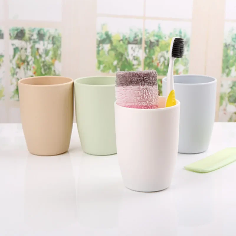 Round Plastic Toothbrush Cup Lovers Toothbrush Cup Simple Household Bathroom Toilet Wash Cup Gargle Cup