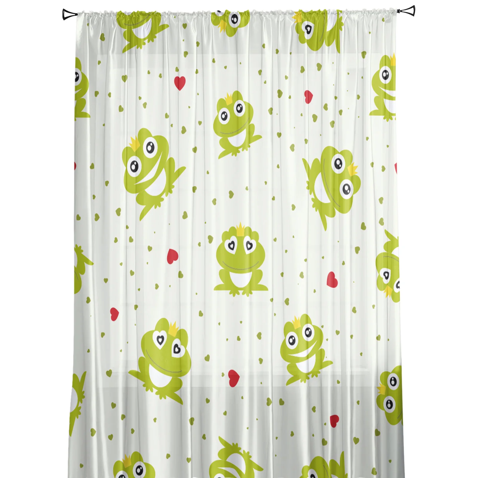 Cartoon Cute Frog Prince Kawaii Sheer Curtain for Living Room Bedroom Voile Drape Kitchen Window Tulle Curtains Home Essentials