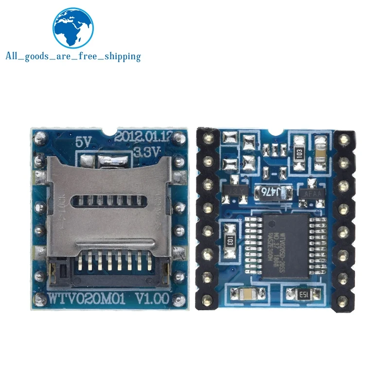 TZT WTV020 Mini SD Card MP3 Sound Module Voice  Module WTV020-SD WTV020SD-20SS For PIC Arduino 2560 UNO R3 WTV020-SD-16P