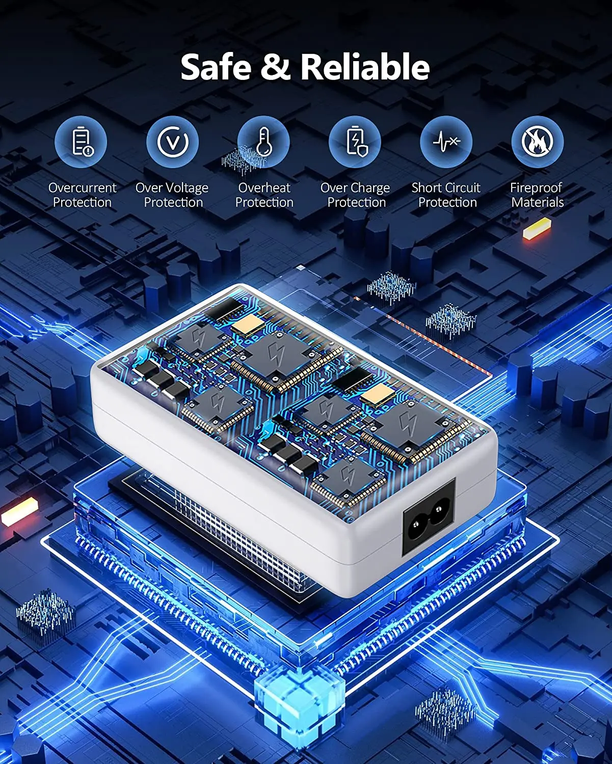 محطة شحن USB، 8 منافذ 60 وات/12 أمبير شاحن USB C متعدد المنافذ مع شاشة LCD للهاتف المحمول والكمبيوتر اللوحي متعدد الأجهزة،