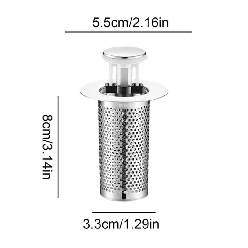 Filtro de drenaje de suelo de acero inoxidable de BAAG-2Pcs, colador de fregadero de bañera, filtro de fregadero arriba, para cocina, bañera, tubería de agua del fregadero