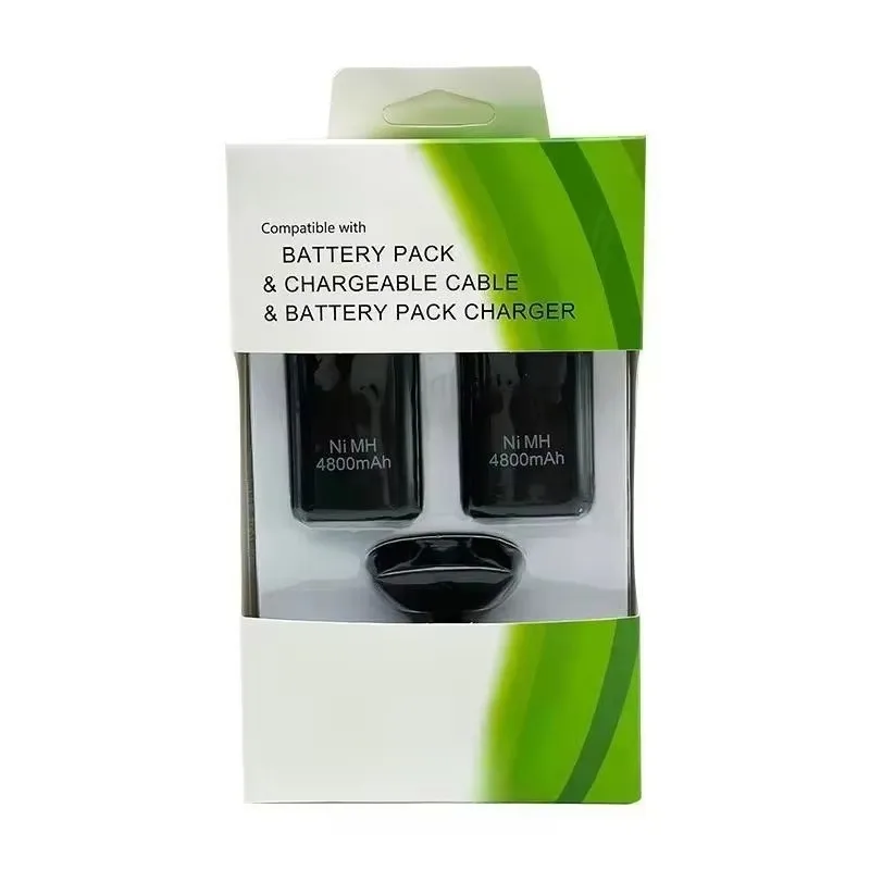 2Pcs 4800mAh Rechargeable Battery With Charging Cable And Dock for Xbox 360 Wireless Gamepad Controller