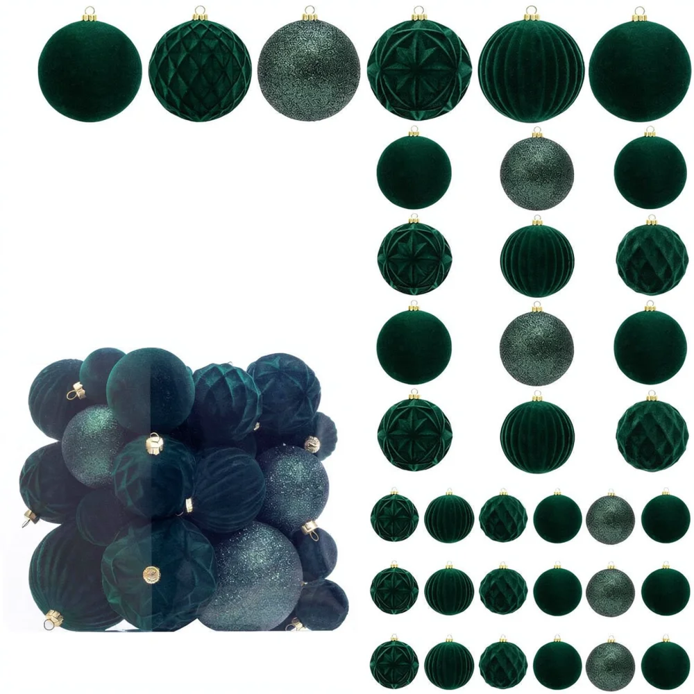 Premium Flocked Plastic Christmas Balls Matte Texture Hanging Baubles For Home Tree Party Festive Decoration