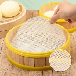 Non-Stick White Silicone silicone bamboo steamer baking mat Dim Sum Restaurant Kitchen Under Steamers Mat Cooking reusable Tools