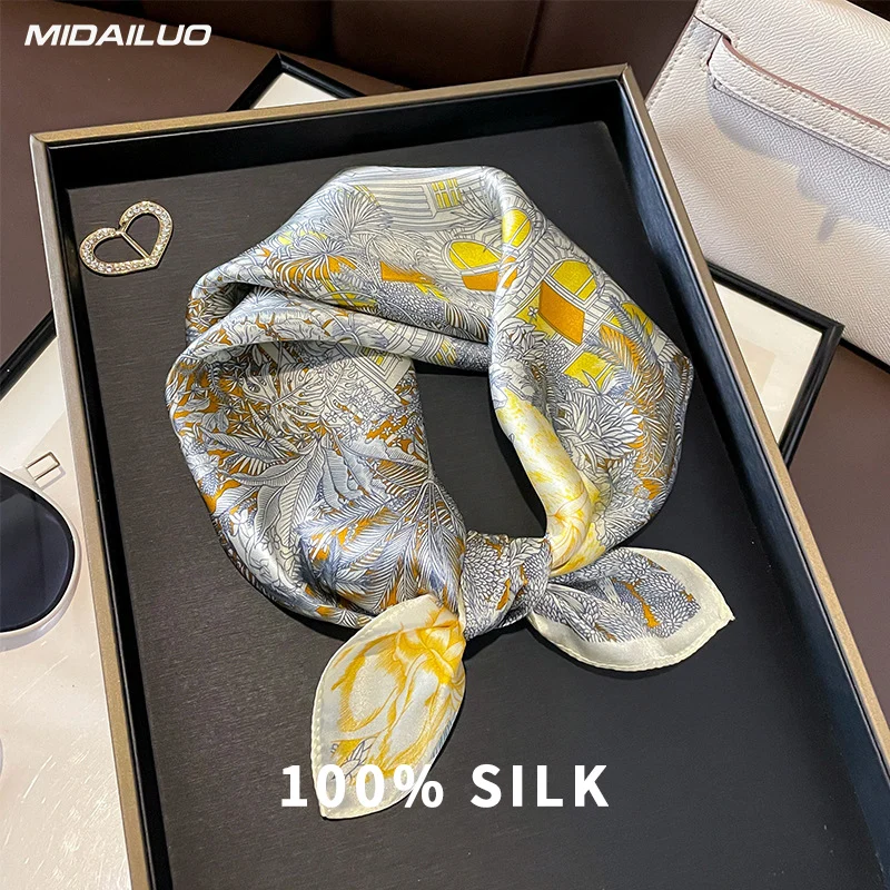 

Elegant 100% Silk Scarf 20.87x20.87 Inches Breathable Square Headscarf Non-Stretchable Decorative Accessory