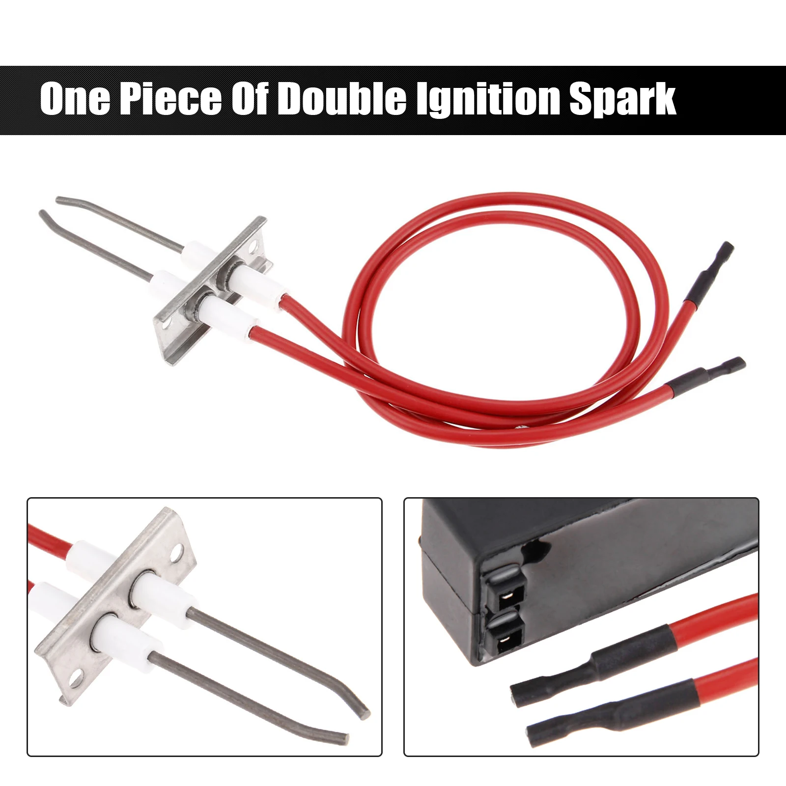 Double Ignition Kit Electronic Igniter, Propane Gas Grill Igniters with Double Ignition Electrode, 450 mm High Spark Plug Wire