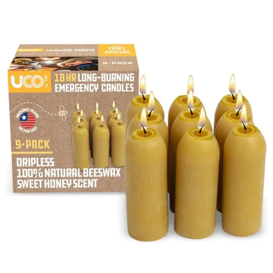 

12-Hour Natural Beeswax Long-Burning Candles for Candle Lanterns and Emergency Preparedness, Made in USA