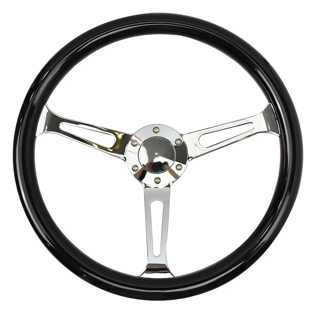 Universal 15 Inch Black Sport Steering Wheel 380mm ABS Drifting Steering Wheel 3 Spokes Long Hole Universal Sport Steering Wheel view 4
