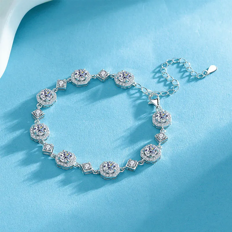 4ct D Color Moissanite Tennis Bracelet 925 Sterling Silver Plated White Gold Bracelet for Women Man Sparkling Party Jewelry