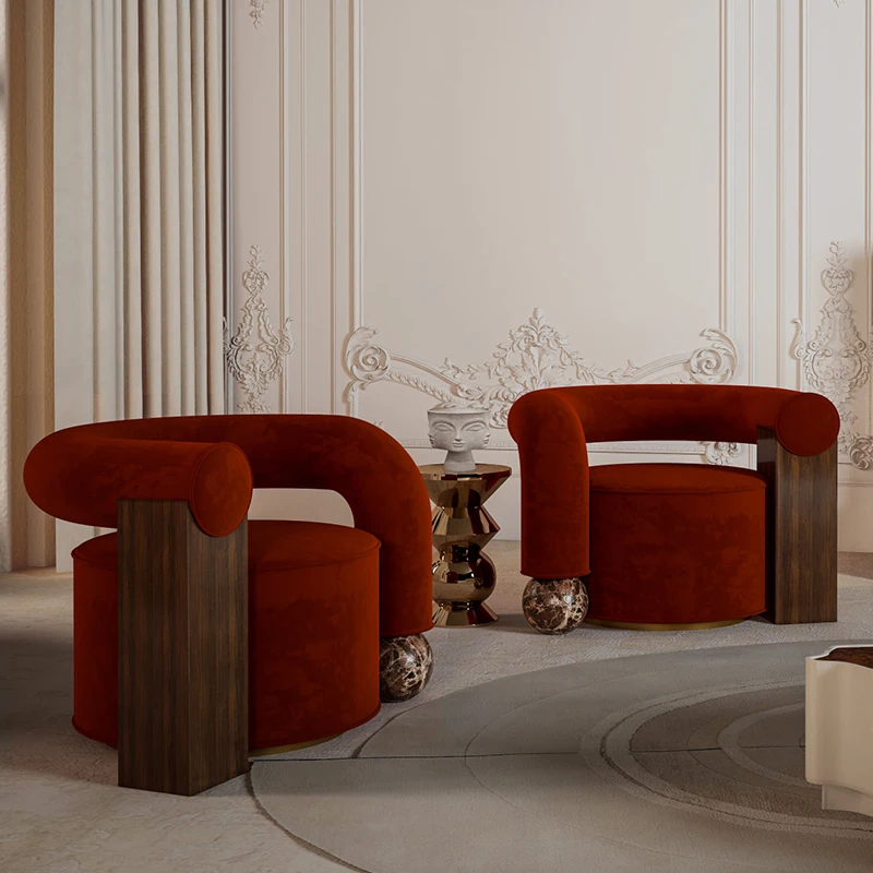 

Solid Wood Retro Single Sofa Chair High Quality Fabric Upholstered Decorative Leisure Chair Suitable for Living Room Bedroom