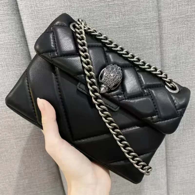 High-Quality Kurt Geiger London Kensington Chains Women Small Size Crossbody Bag Real Leather Luxury UK Band Eagle Head Handbags