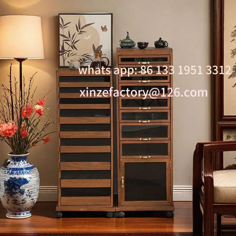 

Customizable Solid Wood Tea Cabinet Office Tea Set Dental Cabinet Drawer Storage Side Traditiona