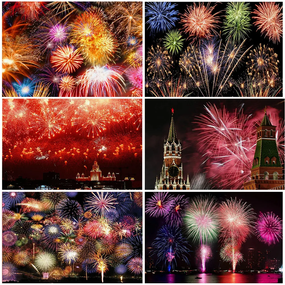 

Colorful Firework Backdrop Celebrate Happy New Year Birthday Party Decorations Photo StudioBackground Baby Shower Supplies