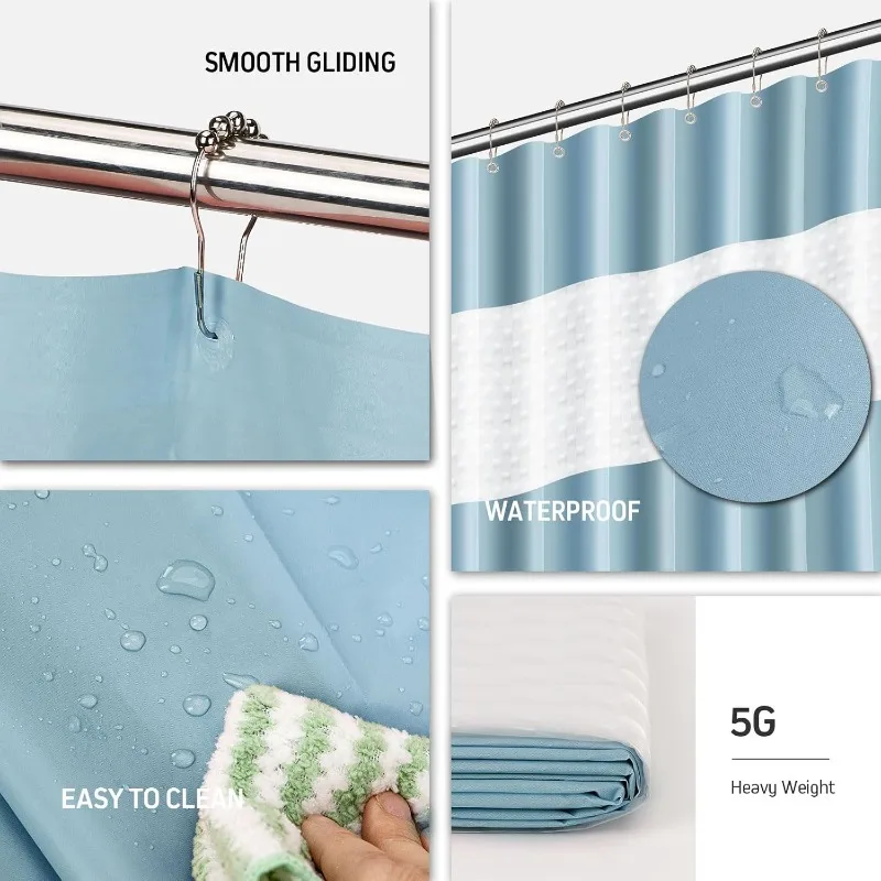 Zubehör-Set, blaues Set, 24-teiliges Badezimmer-Zubehör-Set mit Duschvorhang, Mülleimer für Zubehör