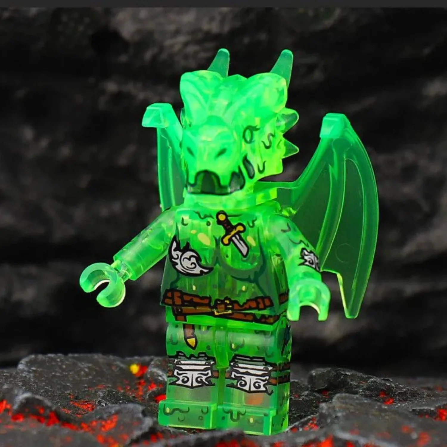 Transparent Dead Dragon Knight Anime Figure Building Blocks Peripheral Model Assembling Desktop Ornaments Birthday Gift Toys