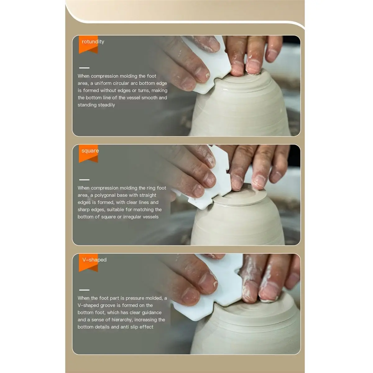 Pottery Throwing, Shaping, and Trimming Tools for Pottery Feet and Rims, Hand-Throwing and Shaping of Clay.