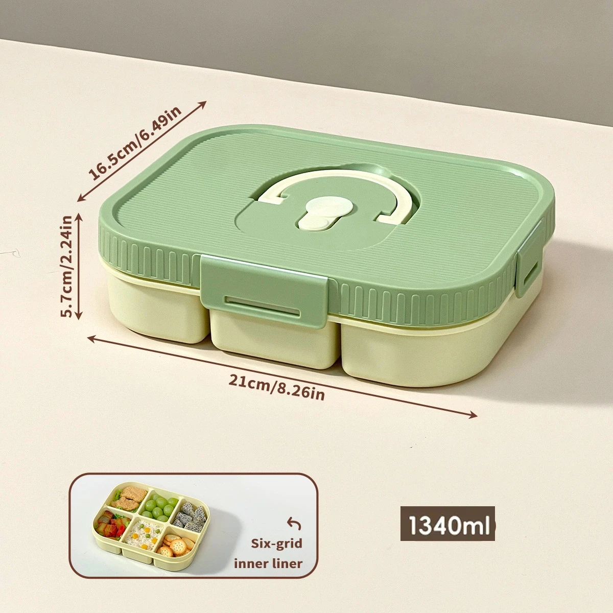 Magnetron Plastic Verdeelde Lunchbox Met Handvat Camping Picknick Draagbare Lekvrije Fruitsalade Voedselcontainer Voor Kinderen Studenten