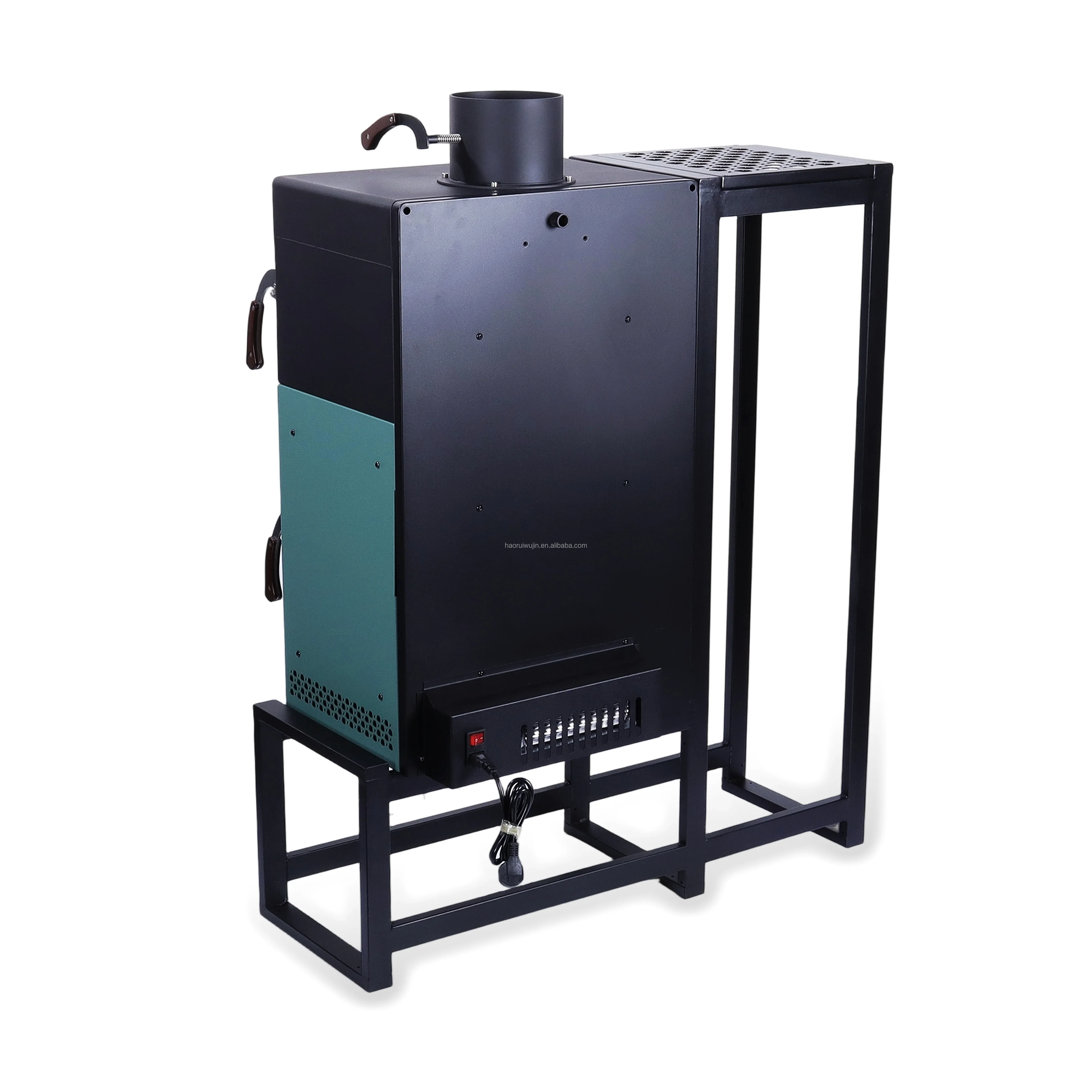 

Modern Freestanding Wood-Burning Fireplace Stove Built-In Oven for Indoor-Outdoor Use in Living Room Dining Hotel & Villa