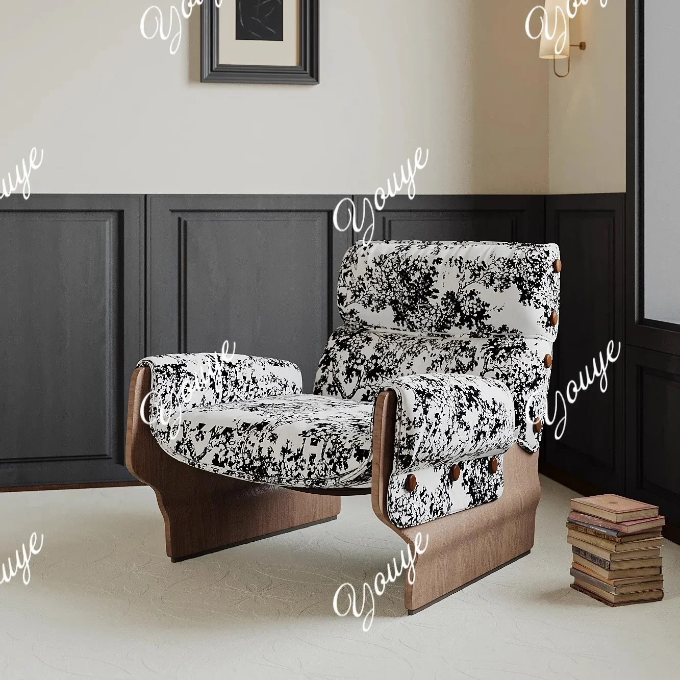 

X Balcony, Living Room, Single Sofa Chair, Designer Homestay, Rest Area, Reception Lazy People, Solid Wood, High-end Log Lounge