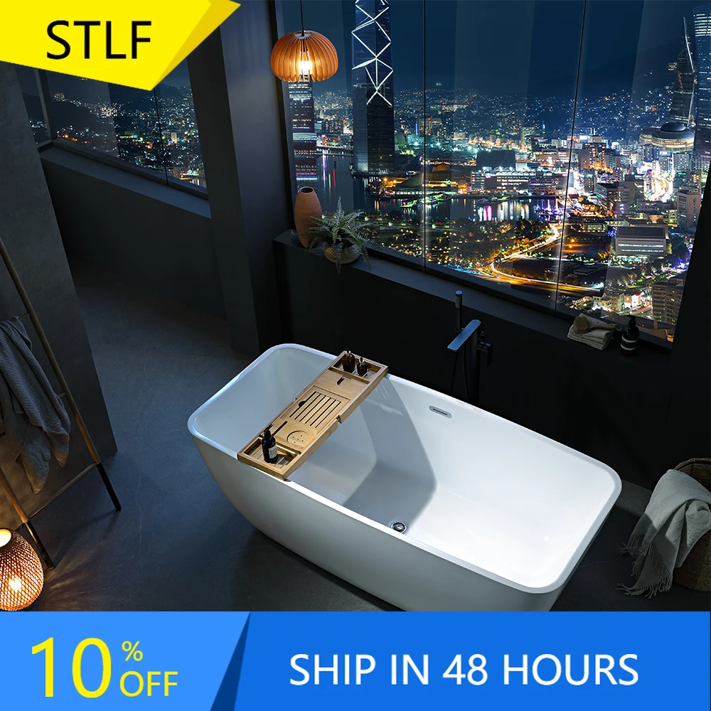 

STLFAcrylic Indoor Bathroom Bath Tub Smart Cold Plunge Soaking Bathtub Freestanding Bathtub for Adult