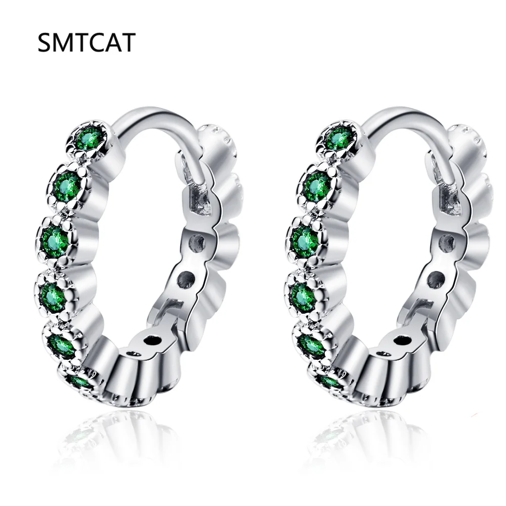 

Green Simulated Nano Emerald 925 Sterling Silver Round Hoop Earrings for Women Fashion Statement Gemstone Jewelry Huggies Creole