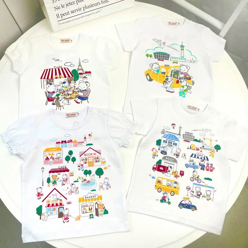 Summer Girls T-shirts Cartoon  T-shirt  Boy Clothes Cute Tops Baby Tees Graphic Top Roupa Infantil Kids Clothes