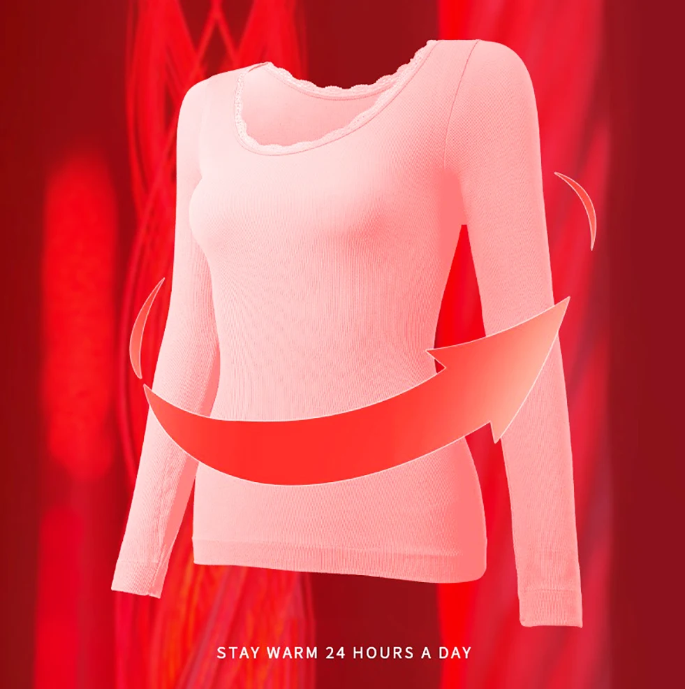 

Women'S Thermal Underwear Autumn Winter Bottoming Shirt Long-Sleeved T-Shirt Thin Thermal Top Inner Warmer Set Thermal Skin