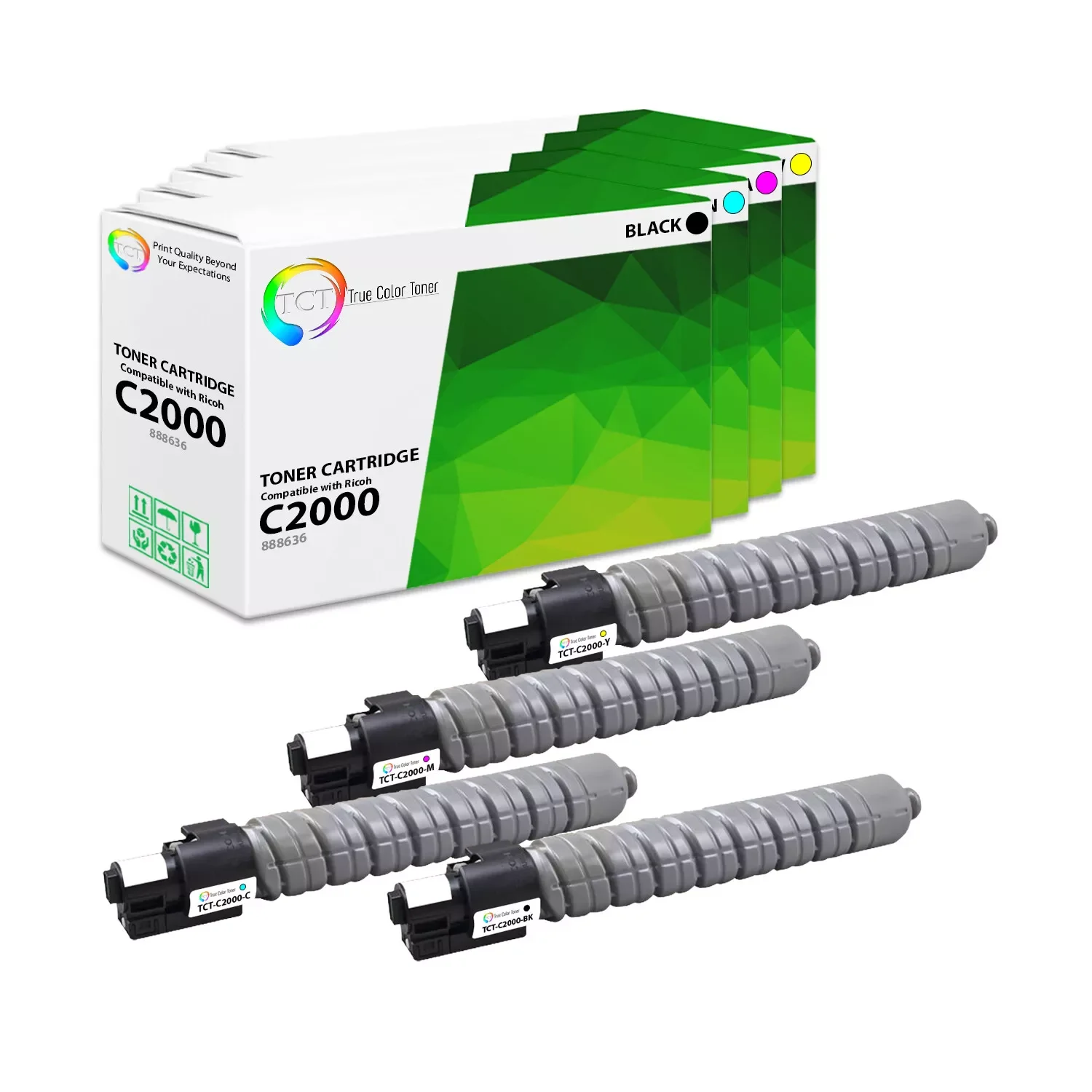 4Pk TCT Premium C2000 BCMY for Ricoh Aficio MP C2000 C2500 Compatible Toner