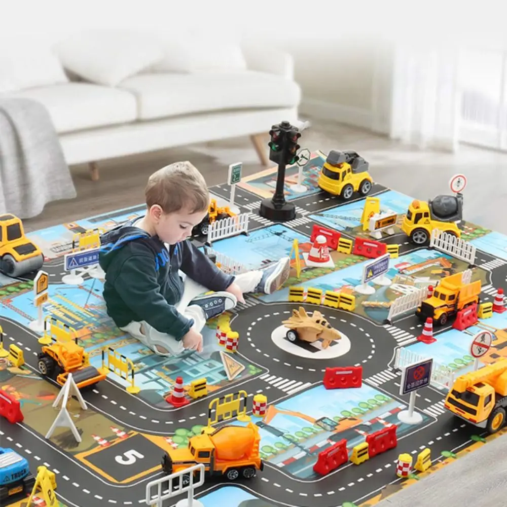 Road Mat Children Engineering Parking Lot Map Boy Girls Educational Toy Cartoon Playmat For Baby Mats Kids Toys Games