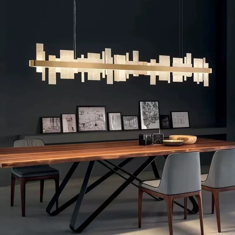 Shards of Life Vintage Marble LED Pendant Lamp - Dimmable Kitchen Island Chandelier for Living Room Home Decorative Lighting Fix