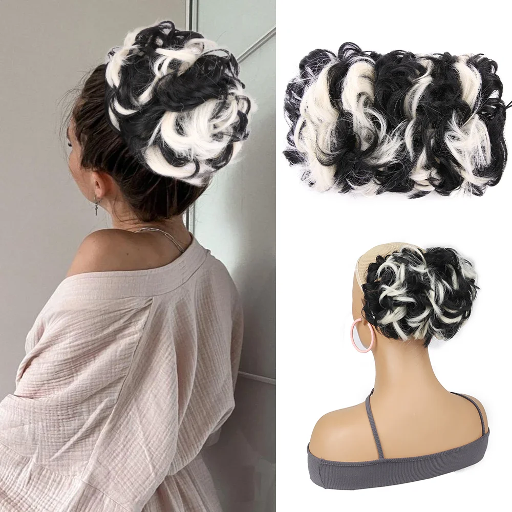 Messy Bun Scrunchies For Women Hair Piece Chignon Messy Bun Ponytail Curly Extensions Synthetic Messy Hair Bun Hairpiece