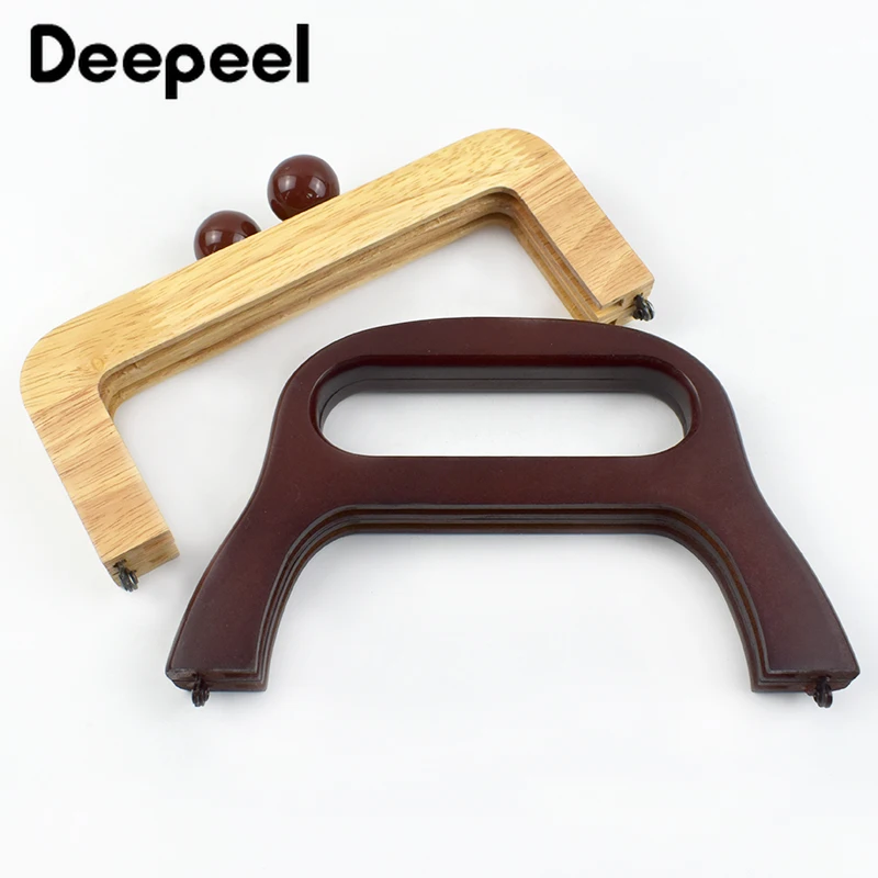 1Pc Wooden Handle for Bags Closure Kiss Clasp Purse Frame Women Handbags Woven-bag DIY Handmade  Bracket Accessories