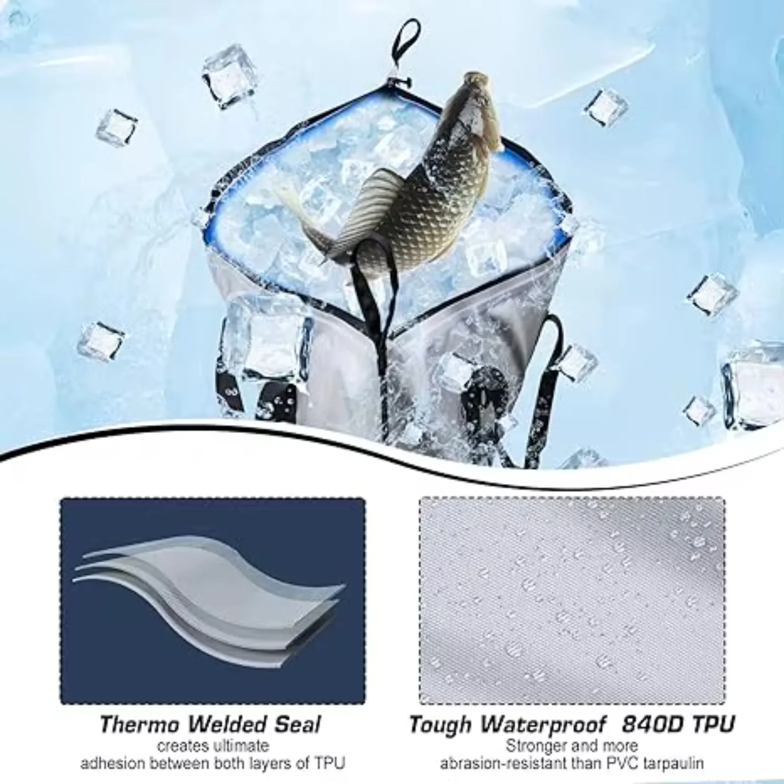 

Goture Premium 840D Insulated Fish Cooler Bag 72Hour Ice Retention Leakproof Waterproof Fishing Camping Outdoor Cooler Hot Sale