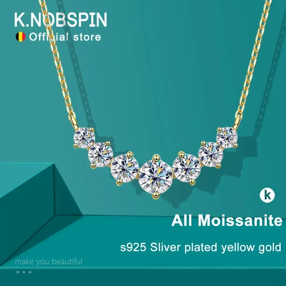 

New D VVS1 Moissanite Pendant Necklaces for Women Trendy Party Jewelry GRA Certified 925 Sliver Plated Yellow Gold Necklace