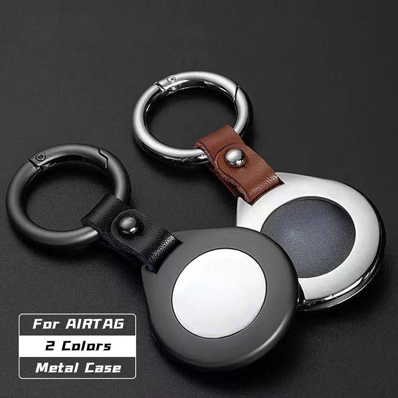 High Quality Metal Case For Apple Airtags Protective Cover For Apple Locator Tracker Anti-Scratch Device With Leather Keychain